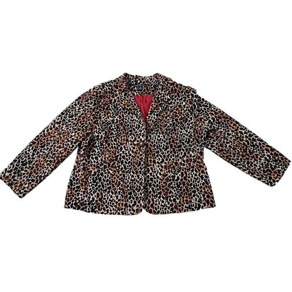 Larry Levine Leopard Corduroy Blazer Jacket 22W Womans Mobwife Corpcore Office - Picture 3 of 9